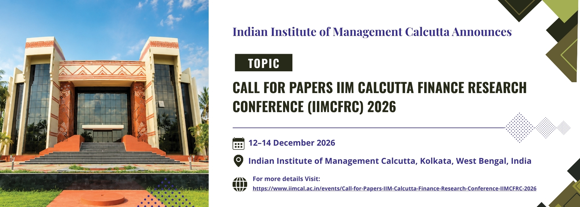 Call for Papers IIM Calcutta Finance Research Conference (IIMCFRC) 2026